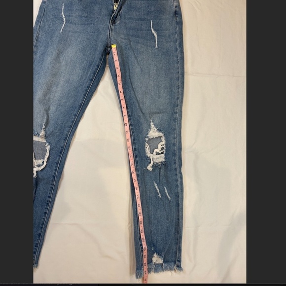 I&M Black Label Size 7 Women's Straight Leg Cropped Jeans Raw Hem Distressed - Picture 11 of 13